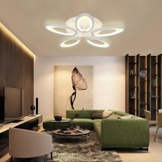 Lustra LED cu Telecomanda 54W 5 Elemente Lumina Rece Calda Neutra Dimabila Alb