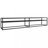 Cumpara ieftin Comoda TV, marmura neagra, 220x40x40,5 cm, sticla securizata