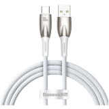 Cablu alimentare si date Baseus Glimmer, Fast Charging Data Cable pt. smartphone, USB la USB Type-C 100W, 1m, alb
