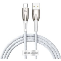 Cablu alimentare si date Baseus Glimmer, Fast Charging Data Cable pt. smartphone, USB la USB Type-C 100W, 1m, alb