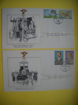 HOPCT PLIC FDC S NR 1020 SET 4 FDC ANTIGUA -ISTORIA AVIATIEI -FAI -FEDERATIA AERONAUTICA INTERNATIONALA 1978-AVION / AVIATIE foto