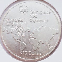 24 Canada 10 Dollars 1973 Montreal Map of the World km 86 argint