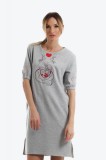 Rochie dreapta din bumbac gri si broderie Hug Me, 34, 36, 38, 40, 42, 44, Onibon