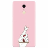 Husa silicon pentru Xiaomi Remdi Note 3, Pink Finger Cross