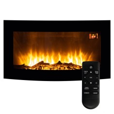 Semineu electric de perete, 2000w, 2 trepte, telecomanda, curbat, flacara led, programabil saptamanal foto