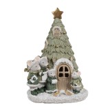 Figurina Craciun polirasina multicolora cu led 12x11x17 cm