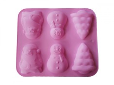 Forma silicon 6 cavitati, Turta dulce, Prajituri, Briose, Roz, 29 cm, 272COF