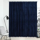 Draperie opacă, albastru &icirc;nchis, 290x245cm, catifea, cu c&acirc;rlige