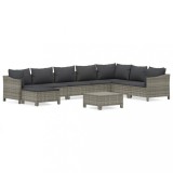 Cumpara ieftin Set mobilier de gradina cu perne, 9 piese, gri, poliratan