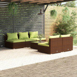 VidaXL Set mobilier de grădină cu perne, 6 piese, maro, poliratan