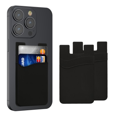 Set 3 Card pocket Kwmobile pentru telefoane, Negru, Silicon, KWM000020KG001C foto