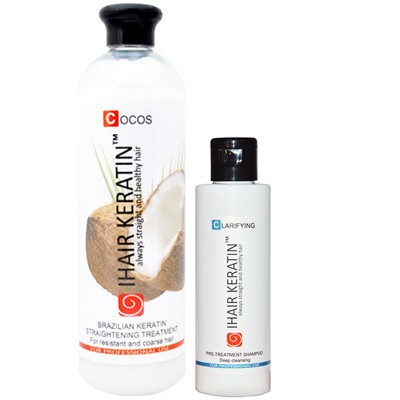 Kit Tratament Cocos intensiv 500 ml+sampon clarifiant 100ml Ihair Keratin foto