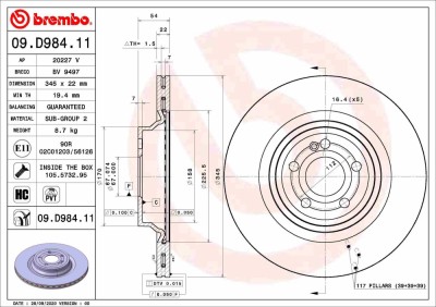 BREMBO 09.D984.11 PRIME LINE - UV Coated Disc frana foto