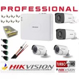 Kit supraveghere 4 camere Hikvision 2MP 2 camere IR40m si 2 Camere IR 20m , cu accesorii