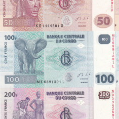 Congo Set 50-100-200 Franc-Cent 2020-2013-2013 UNC
