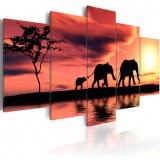 Cumpara ieftin Tablou - African elephants family 200x100 cm