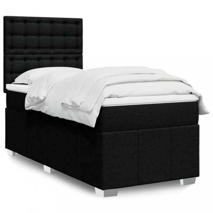 vidaXL Pat box spring cu saltea, negru, 90x200 cm, textil 3291567