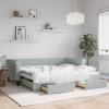 VidaXL Pat de zi cu extensie și sertare, gri deschis 90x200 cm catifea