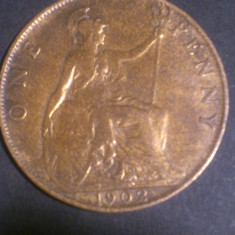 One 1 penny peny peni 1902, Anglia, stare EF-/EF (poze)