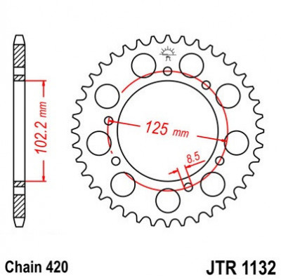 Pinion spate 53 dinti pas lant 420 &amp;ndash; Derbi Senda 50 R (03-04) - Senda 50 R DRD (07-10) - Senda 50 SM DRD Pro (07-15) - Rieju RR foto