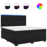 Cumpara ieftin Pat box spring cu saltea, negru, 180x200 cm, catifea