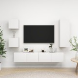 vidaXL Set dulapuri TV, 5 piese, alb, lemn prelucrat