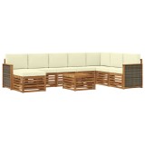 vidaXL Set de canapele de exterior cu pernă 7 pcs Natural și Crem 3384736