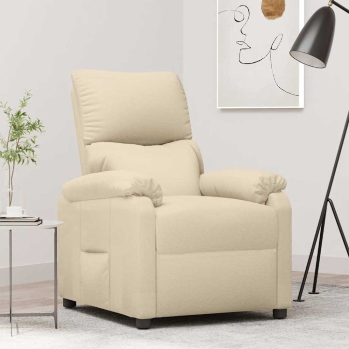 vidaXL Fotoliu rabatabil, crem, material textil
