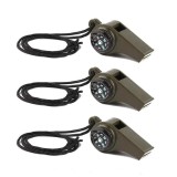 Cumpara ieftin Set 3 fluiere supravietuire 3 in 1 cu busola si termometru, ABS rezistent, cordon inclus, verde 6 cm