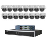 Sistem supraveghere Hikvision HiWatch, 16 camere 4MP, IR 30M, Poe, NVR, Switch, Acesorii montaj SafetyGuard Surveillance