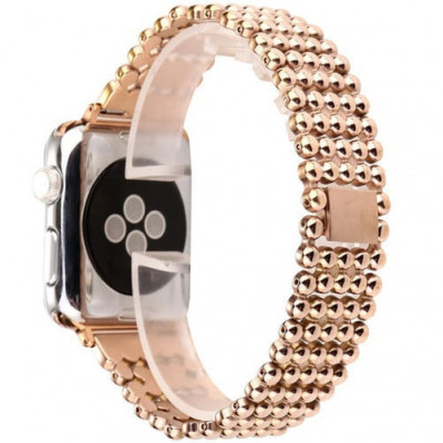 Curea iUni compatibila cu Apple Watch Ultra/SE/8/7/6/5/4/3/2/1, 42mm, Luxury, Otel Inoxidabil, Rose Gold foto
