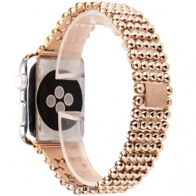 Curea iUni compatibila cu Apple Watch 1/2/3/4/5/6/7, 42mm, Luxury, Otel Inoxidabil, Rose Gold foto