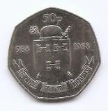 Irlanda 50 Pence 1988 - (Dublin Millennium) Cupru nichel, 30 mm, KM-26 (3)