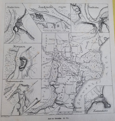 Harta veche cu Dobrogea/ Delta Dunarii/Bugeac (Macin, Constanta, Tulcea etc) foto