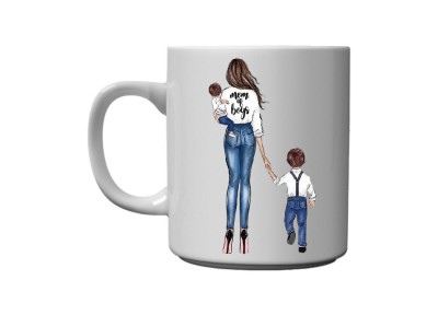 Cana alba personalizata Mom of boys, INOVATIX&amp;reg;. 330ml foto