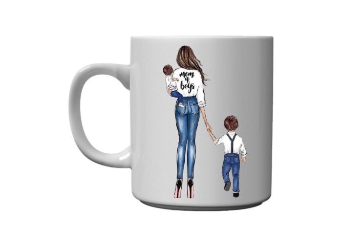 Cana alba personalizata Mom of boys, INOVATIX&reg;. 330ml