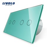 Cumpara ieftin Intrerupator touch dublu+dublu Livolo din sticla verde, panou elegant
