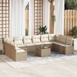 VidaXL Set de canapele pentru grădină 11 pcs Bej Rattan poli