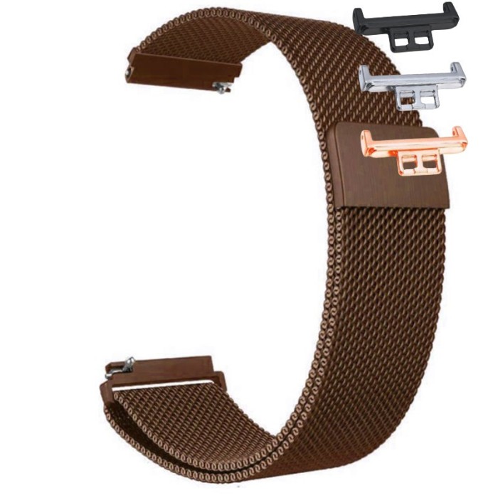 Curea tip Milanese Loop, compatibila Huawei Watch Fit 1, cu adaptor dedicat, Coffee