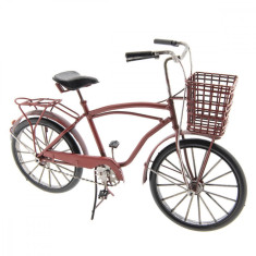 Macheta Bicicleta Retro din metal rosu 32 cm x 12 cm x 20 h foto