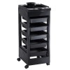 Asistent de coafor cu roti, 5 rafturi, inaltime 81 cm, negru