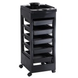 Asistent de coafor cu roti, 5 rafturi, inaltime 81 cm, negru