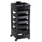 Asistent de coafor cu roti, 5 rafturi, inaltime 81 cm, negru