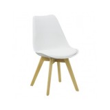 Scaun bucatarie si living BUC 242, ergonomic, polipropilena, sezut cu piele ecologica, cadru lemn, 110 kg