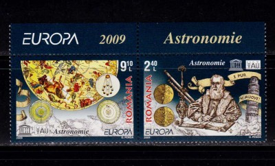 ✅RO 2008 LP 1832 &amp;quot; Eu.2009 - Astronomie &amp;quot; ,serie cu punte+tabs (T1 sauT2 !), MNH foto