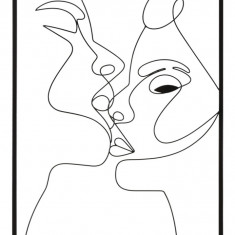Decoratiune de perete 3D Kiss, Mauro Ferretti, 90 x 60 cm, fier, negru
