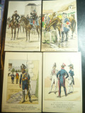 Colectie 10 Ilustrate de autor - Uniforme militare franceze in istorie ,inc.sec, Necirculata, Printata
