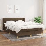 Pat box spring cu saltea, maro &icirc;nchis, 140x200 cm, textil