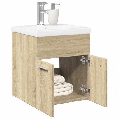 Set mobilier de baie, 2 piese, stejar sonoma, lemn prelucrat foto