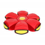 Cumpara ieftin Minge zburatoare transformabila in disc frisbee, cu iluminare LED - Rosu
